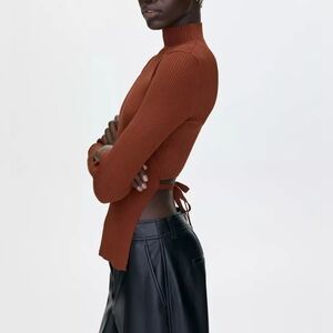 ARITZIA | Babaton Sculpt Knit High Neck Tie Back Ambrosia Sweater - Small